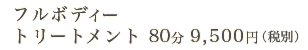 フルボディトリートメント90分　13,500円（税込み）